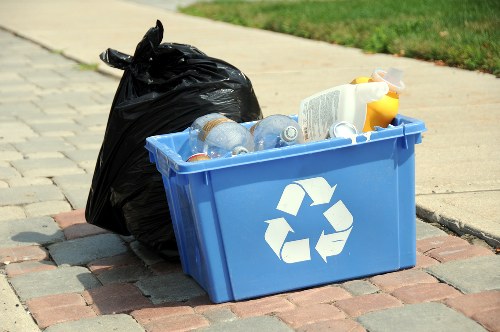 Various types of construction waste materials ready for clearance