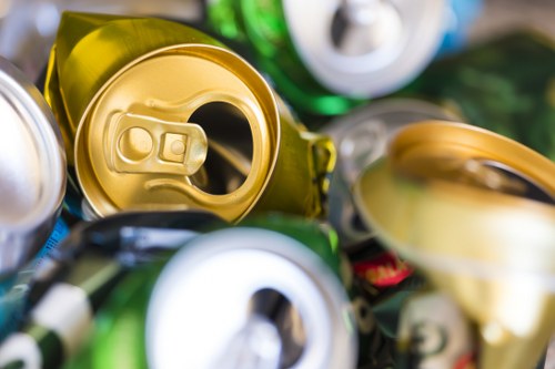 Recycling bins and waste segregation in a commercial space